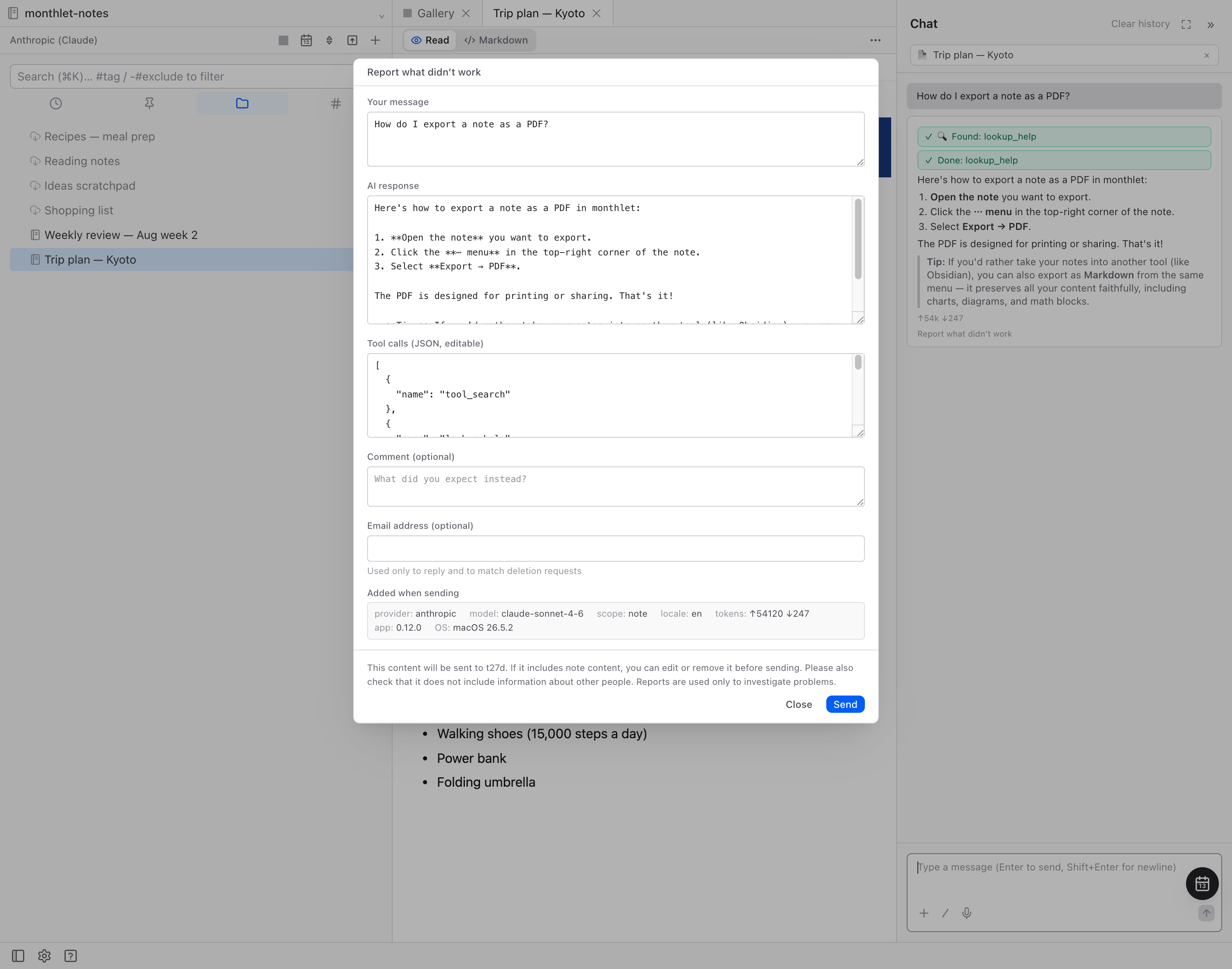 Before sending, you can review and edit exactly what will be sent